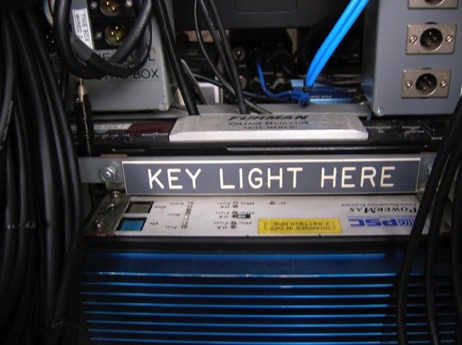 Key light goes where sound cart is